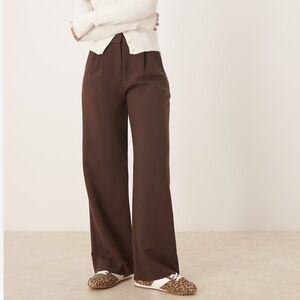 NWT Abercrombie & Fitch Curve Love Sloane Tailored Wide Leg Pant in Dark Brown